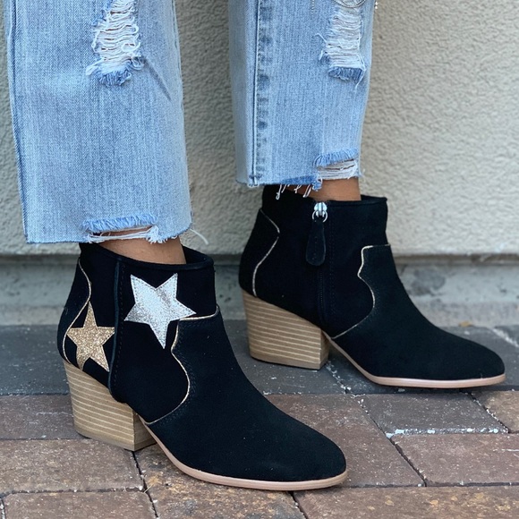 Western Glitter Embellished Suede Ankle Bootie - Picture 2 of 8